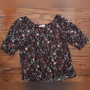 LOFT Floral Blouse - Medium, Navy Blue, Green, Pink, Yellow